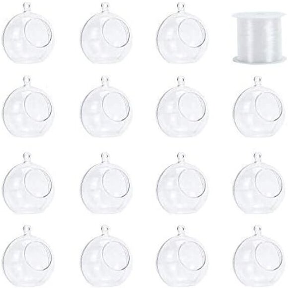 15 Pcs Hanging Candle Holder Clear Plastic Terrarium Globe Hanging Tea Lights Ca - Picture 1 of 7